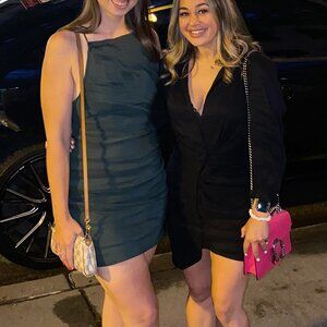 Green linen Zara Mini Dress Summer Sexy Sculptural Size Medium M